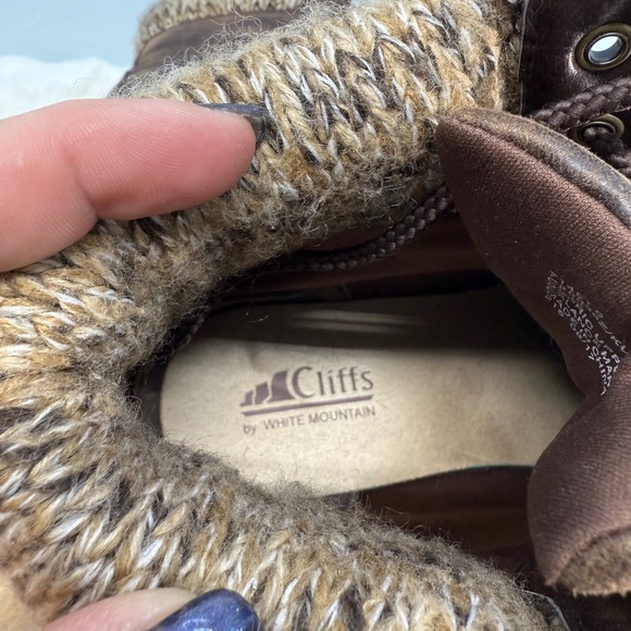 Cliffs White Mountain Kudrow Boots Brown Lace Up Ankle Knit Sweater Collar 9.5 - Picture 10 of 10